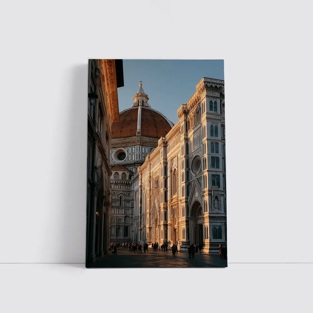 Florence Cathedral Dome Golden Hour Street – Wall Art