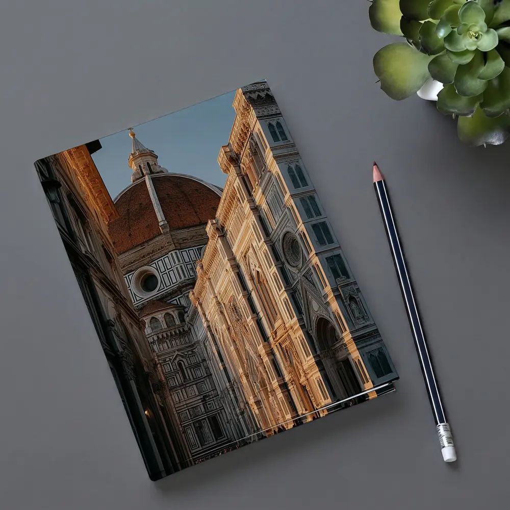Florence Cathedral Dome Golden Hour Street – Notebooks
