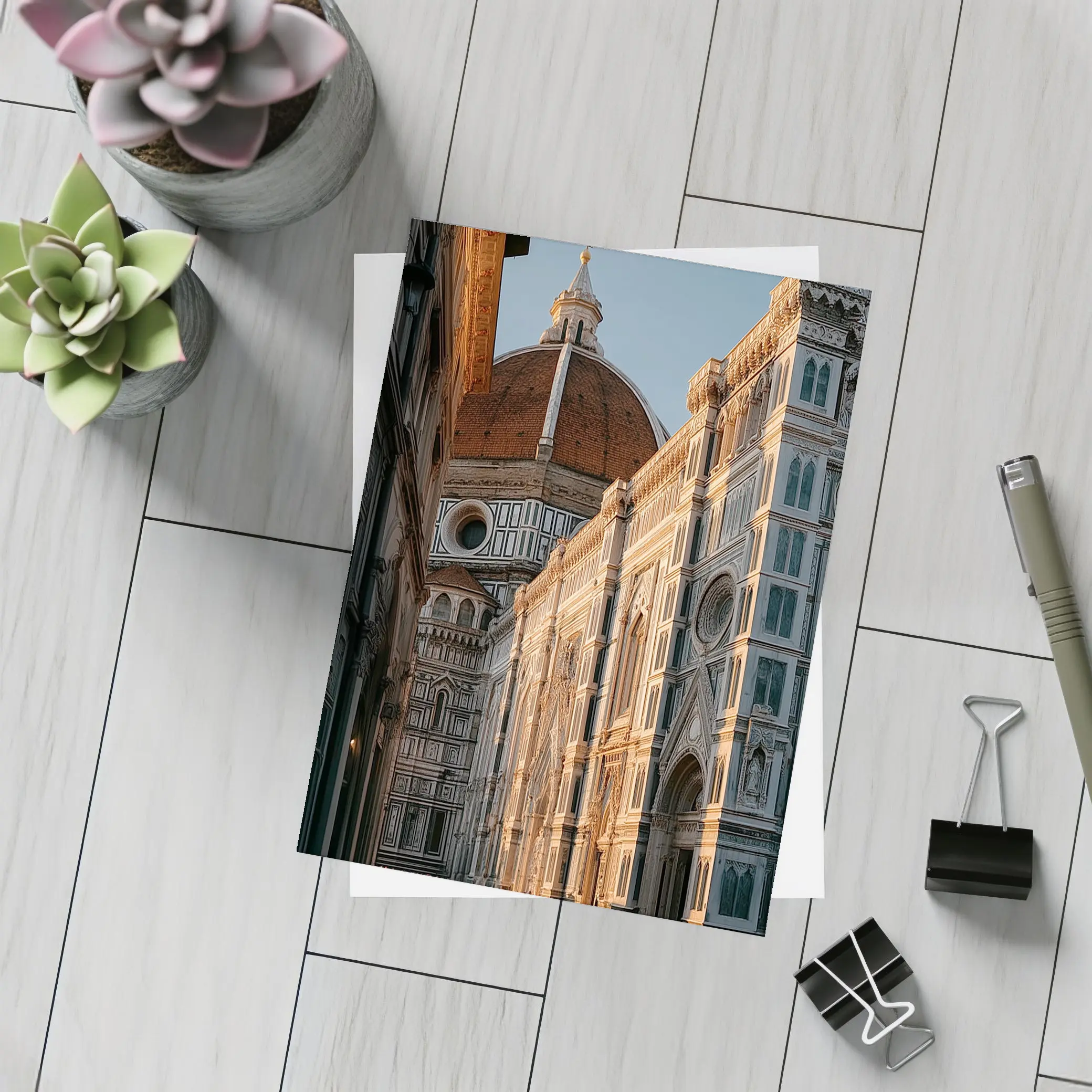 Florence Cathedral Dome Golden Hour Street – Postcards