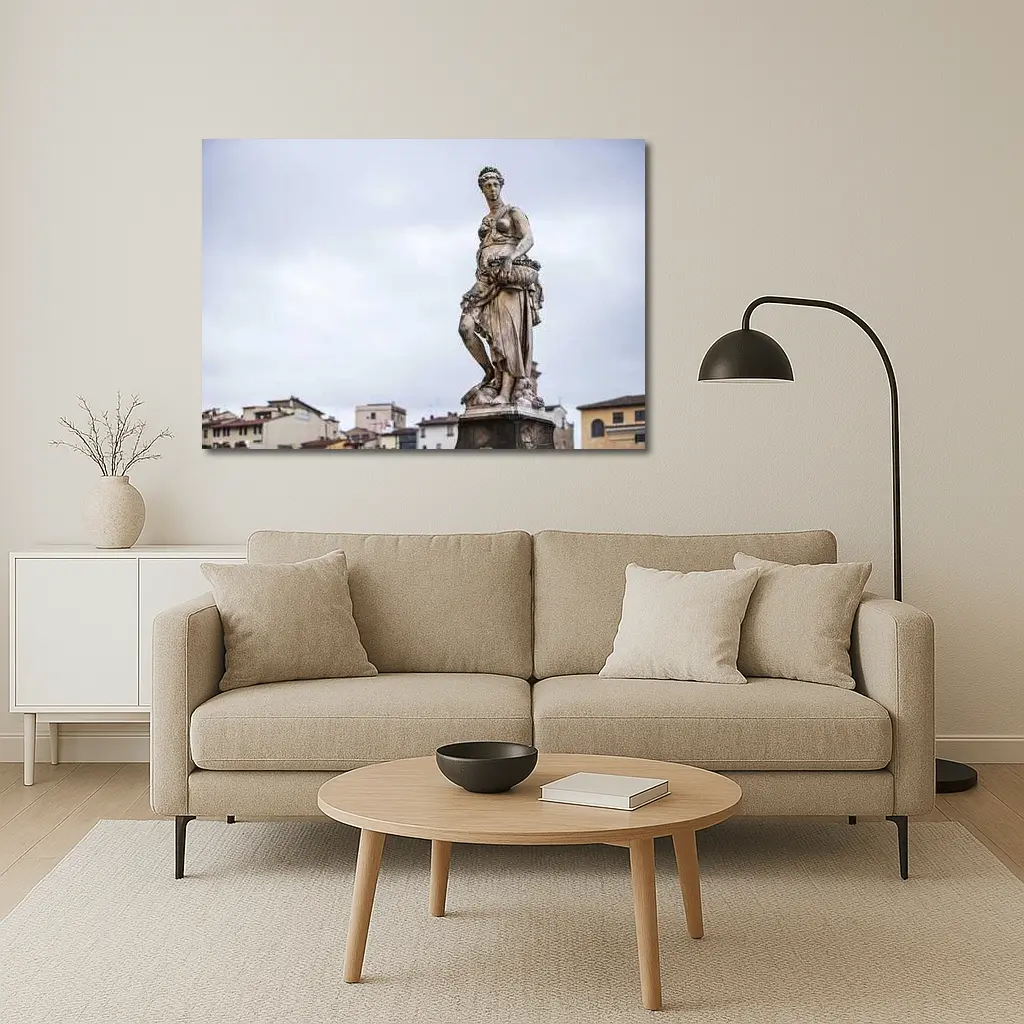 Classical Marble Statue Florence Italy Overcast Sky – Wall Art
