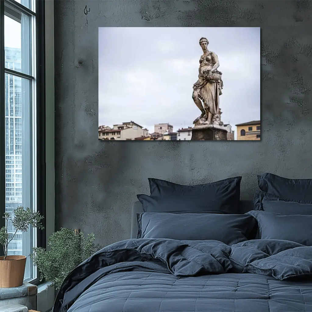 Classical Marble Statue Florence Italy Overcast Sky – Wall Art