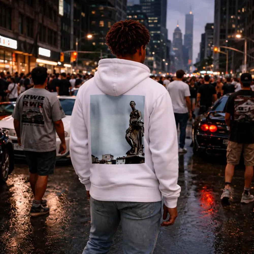 Classical Marble Statue Florence Italy Overcast Sky – Hoodies