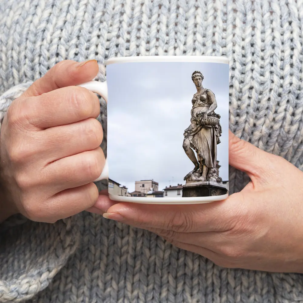 Classical Marble Statue Florence Italy Overcast Sky – Mugs