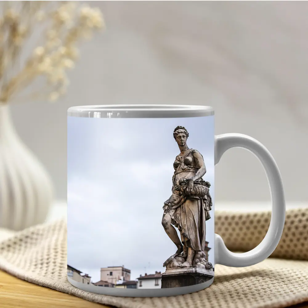 Classical Marble Statue Florence Italy Overcast Sky – Mugs