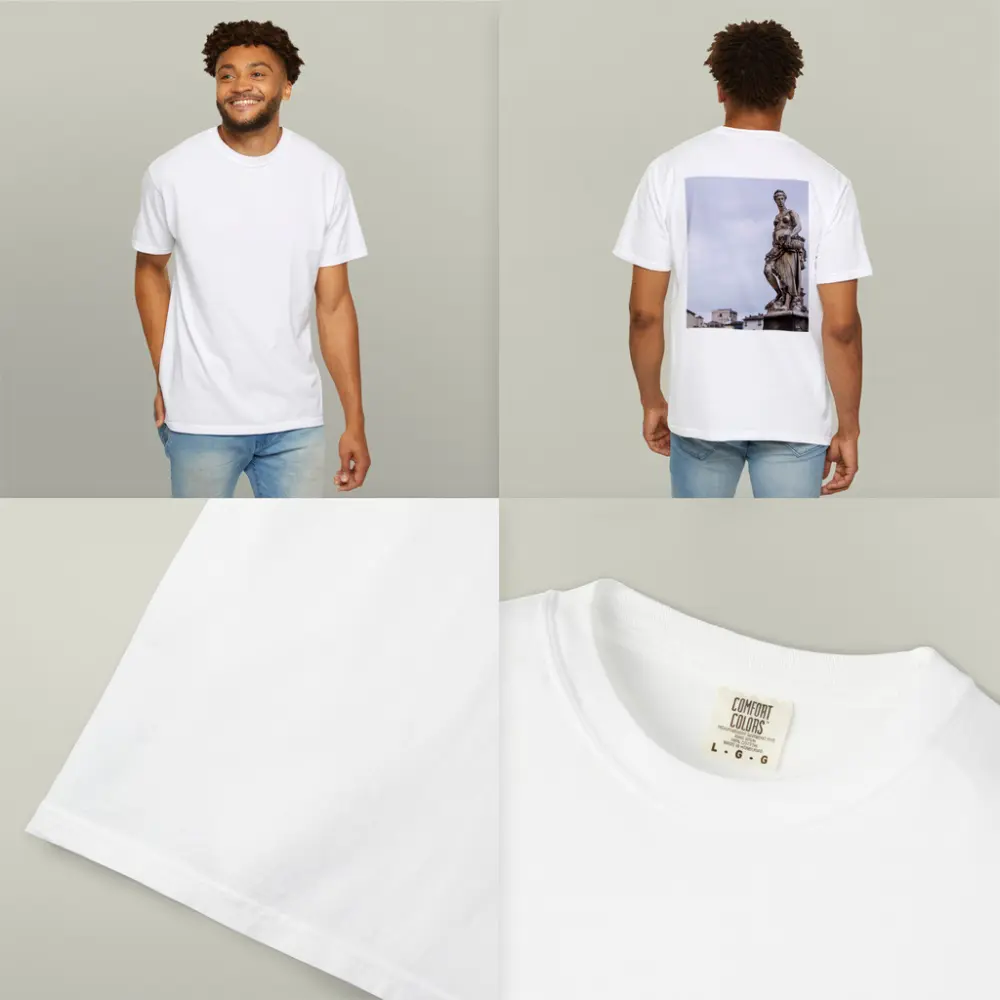 Classical Marble Statue Florence Italy Overcast Sky – T-Shirts