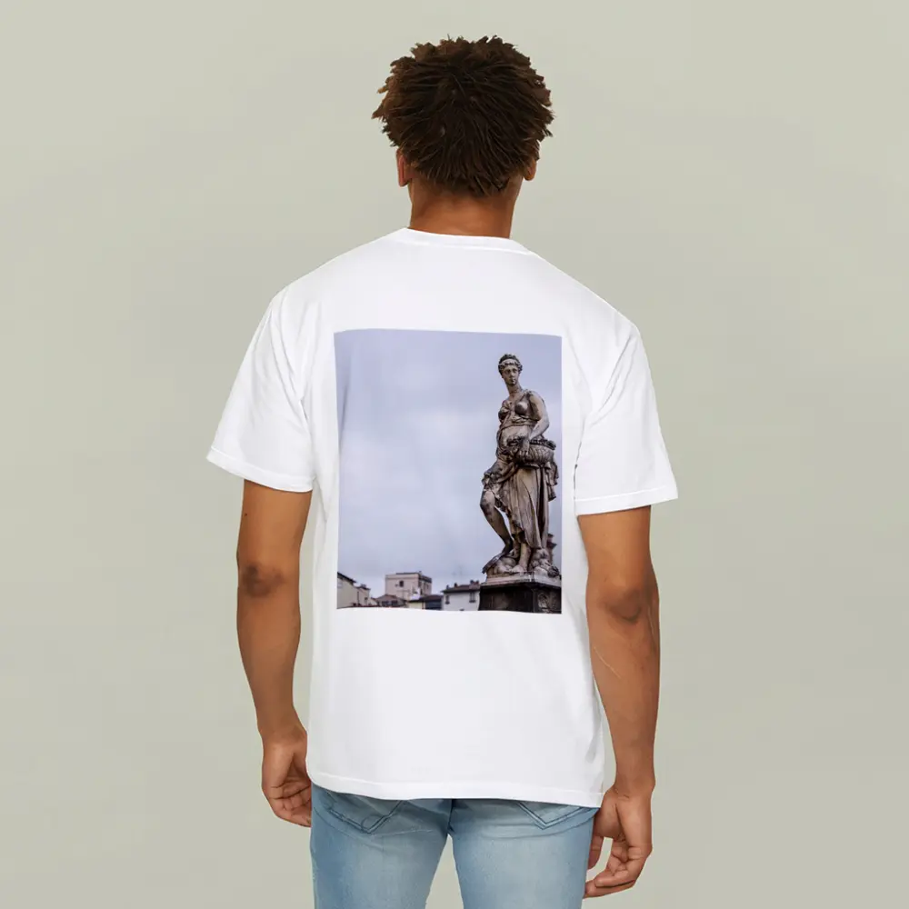 Classical Marble Statue Florence Italy Overcast Sky – T-Shirts