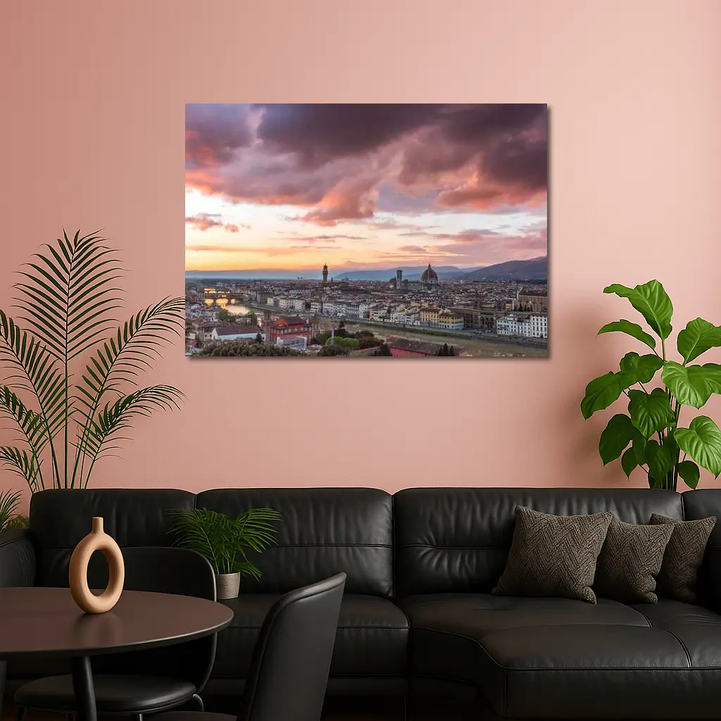 Florence Italy Skyline Sunset Dramatic Sky – Wall Art