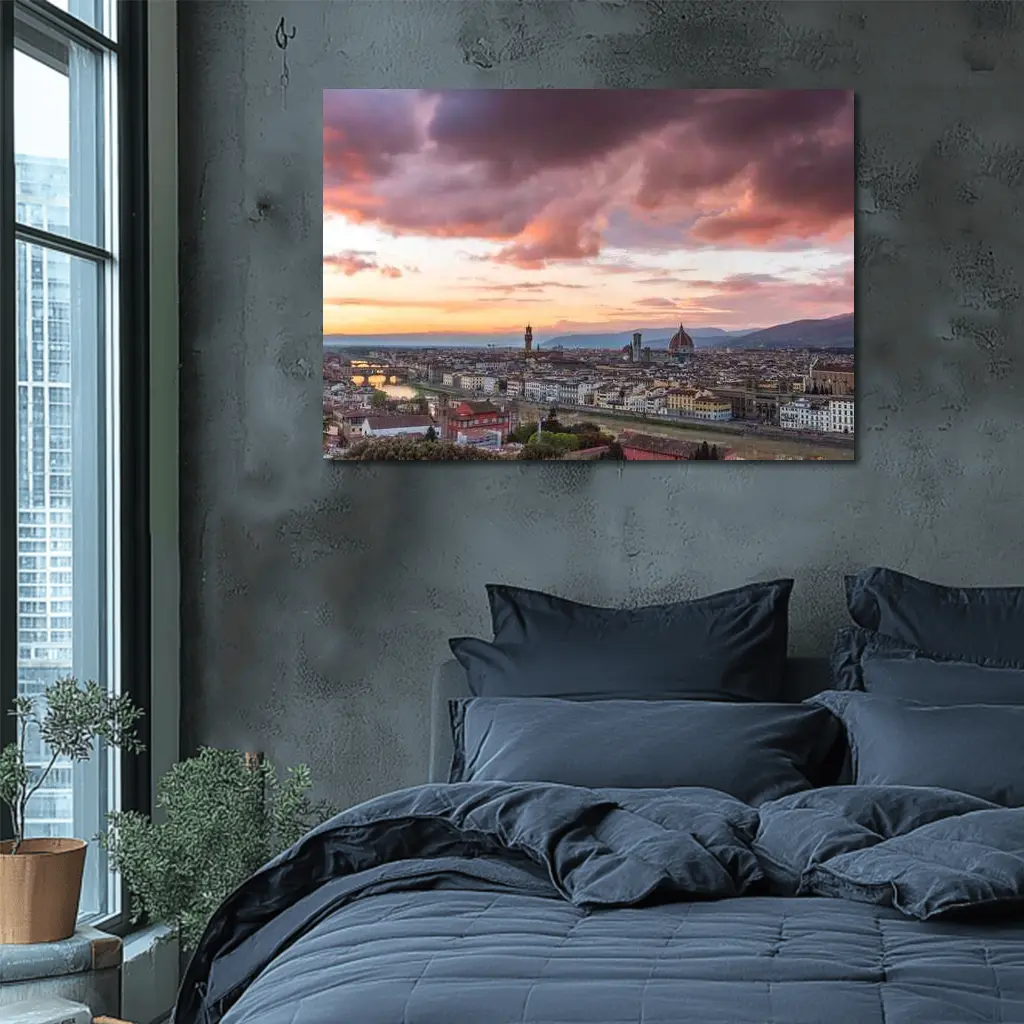 Florence Italy Skyline Sunset Dramatic Sky – Wall Art