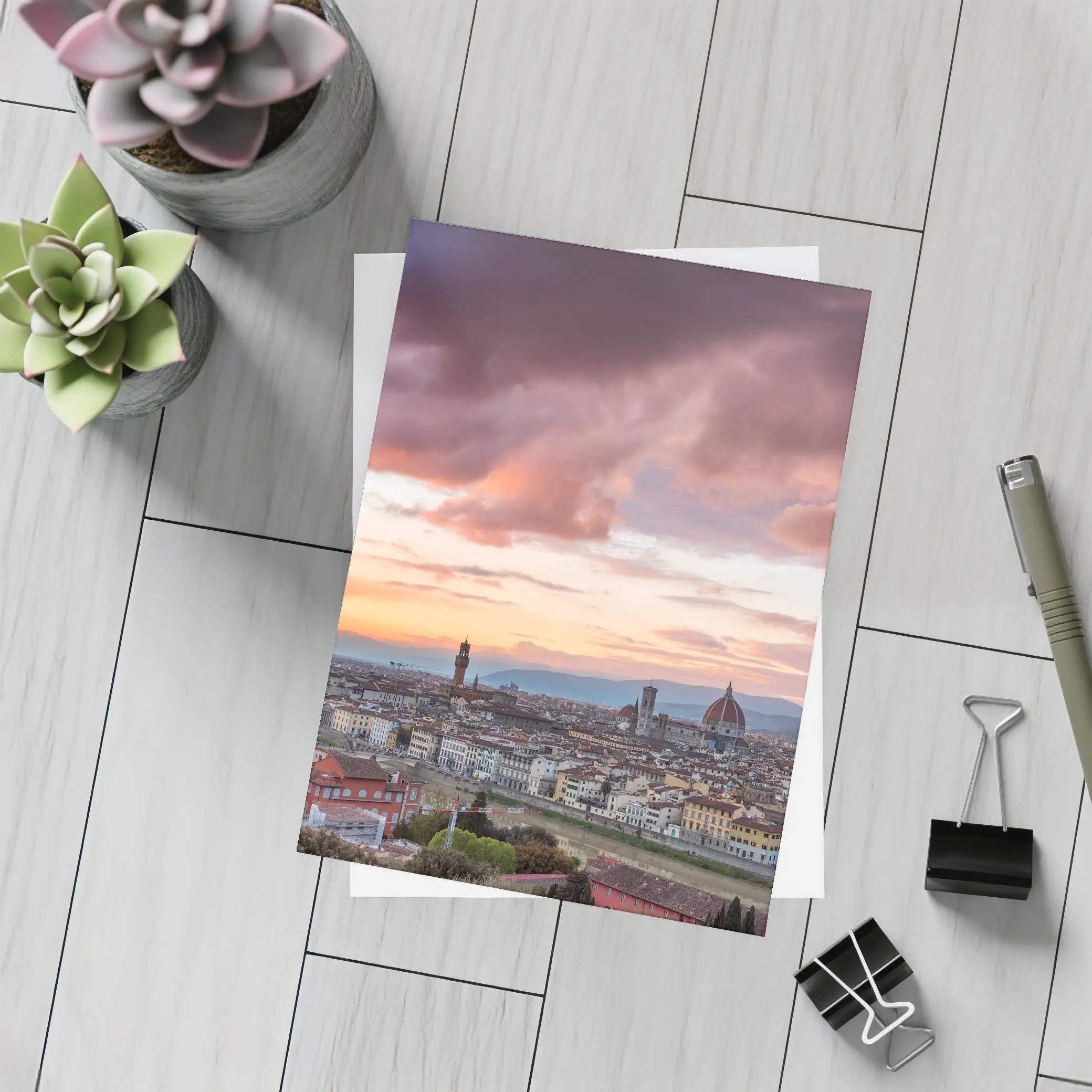 Florence Italy Skyline Sunset Dramatic Sky – Postcards