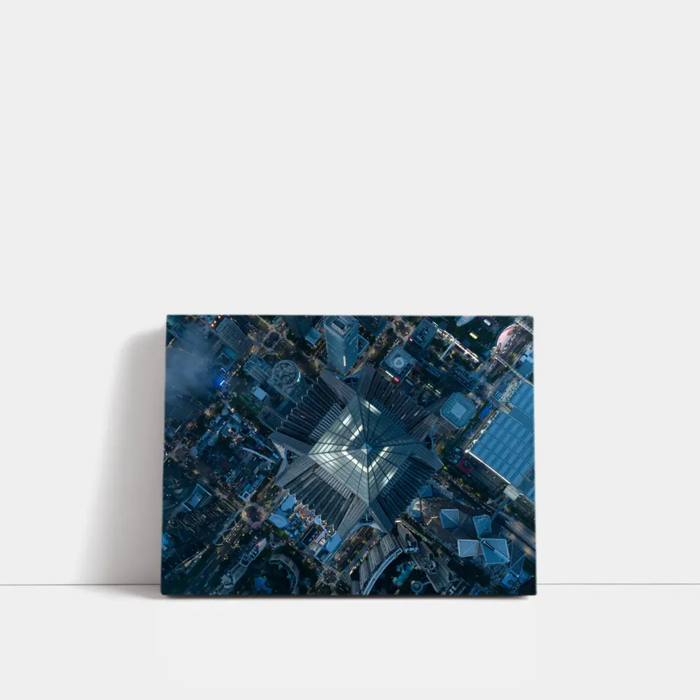 Aerial View Skyscraper Top City Night – Wall Art