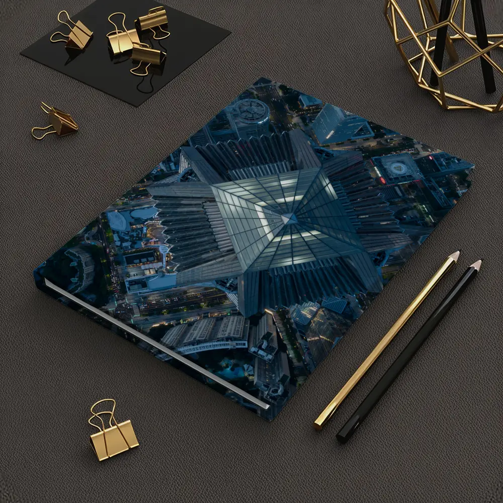 Aerial View Skyscraper Top City Night – Notebooks