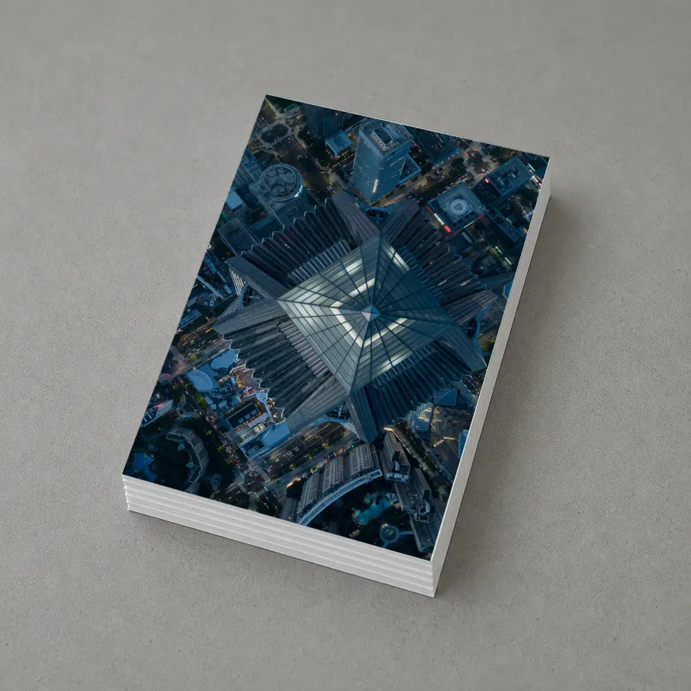 Aerial View Skyscraper Top City Night – Postcards