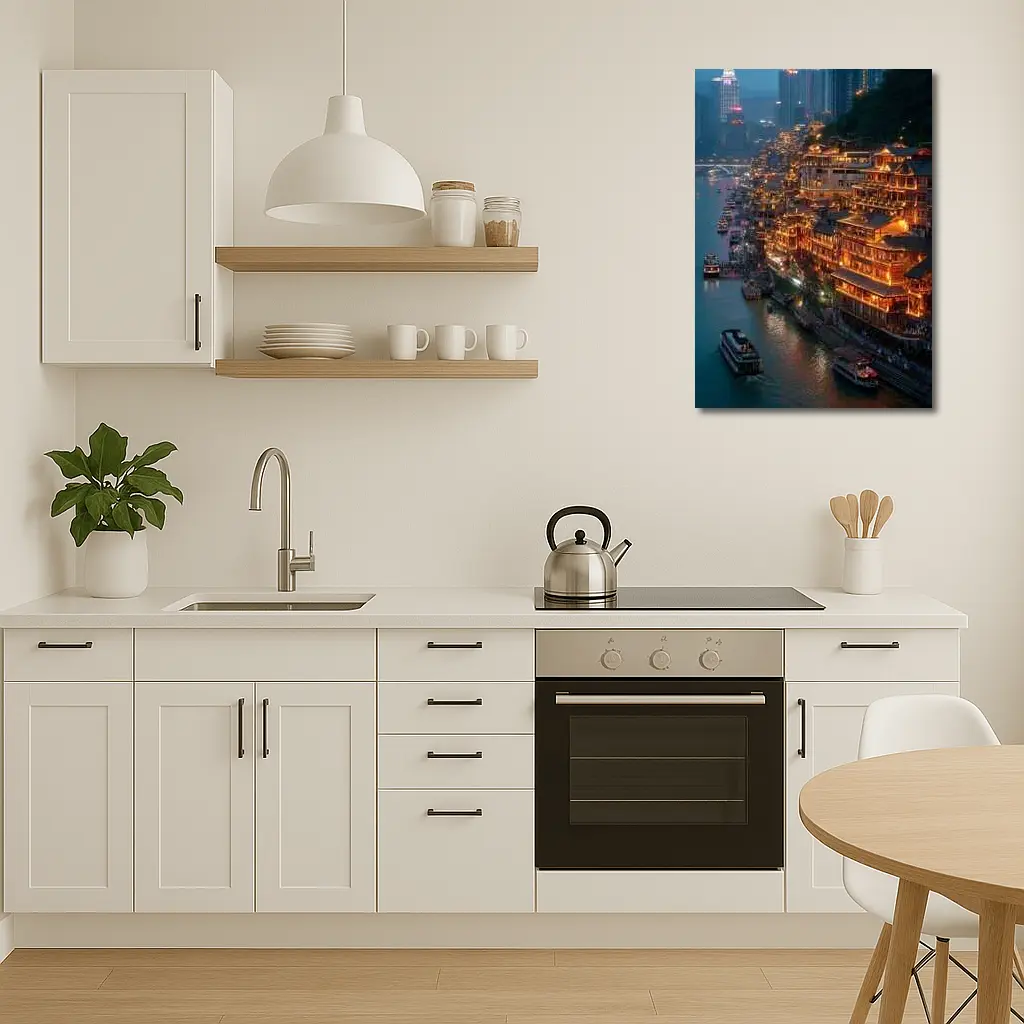 Chongqing River District Glowing At Night – Wall Art
