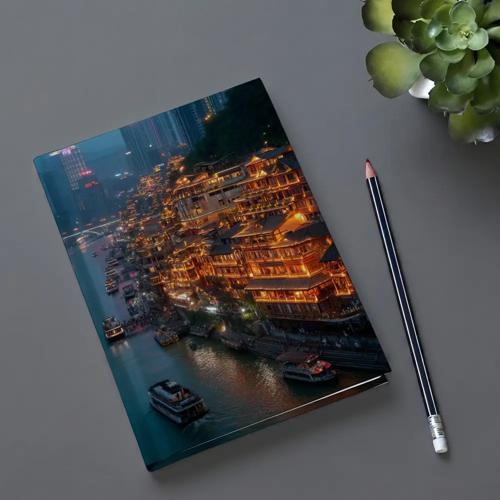 Chongqing River District Glowing At Night – Notebooks