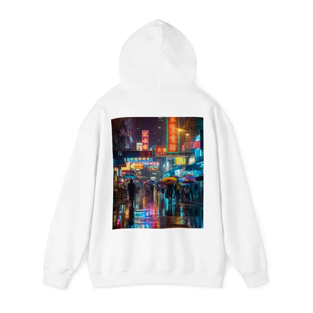 Hong Kong Neon Street Rain Night Scene – Hoodies