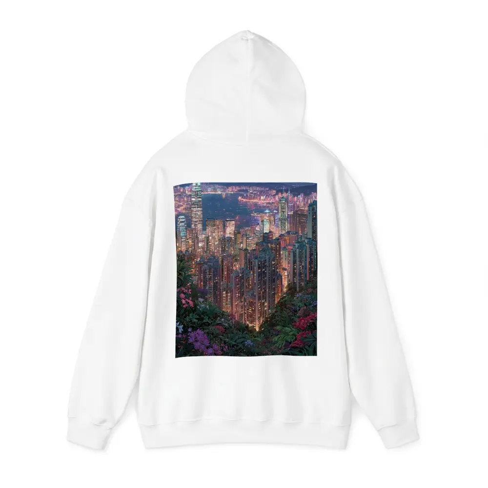 Hong Kong City Night Lights Floral View – Hoodies