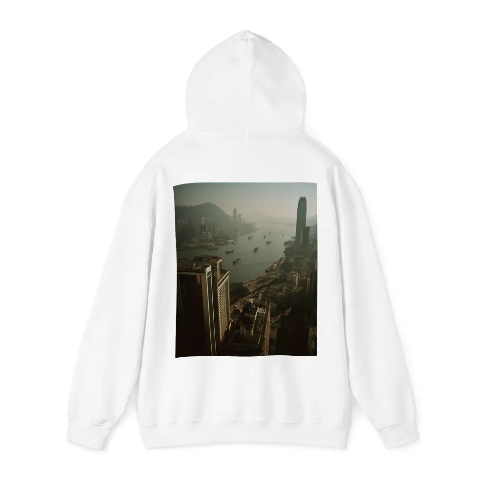 Hong Kong Victoria Harbour Aerial Hazy Cityscape – Hoodies
