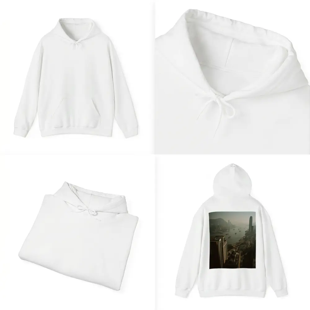 Hong Kong Victoria Harbour Aerial Hazy Cityscape – Hoodies