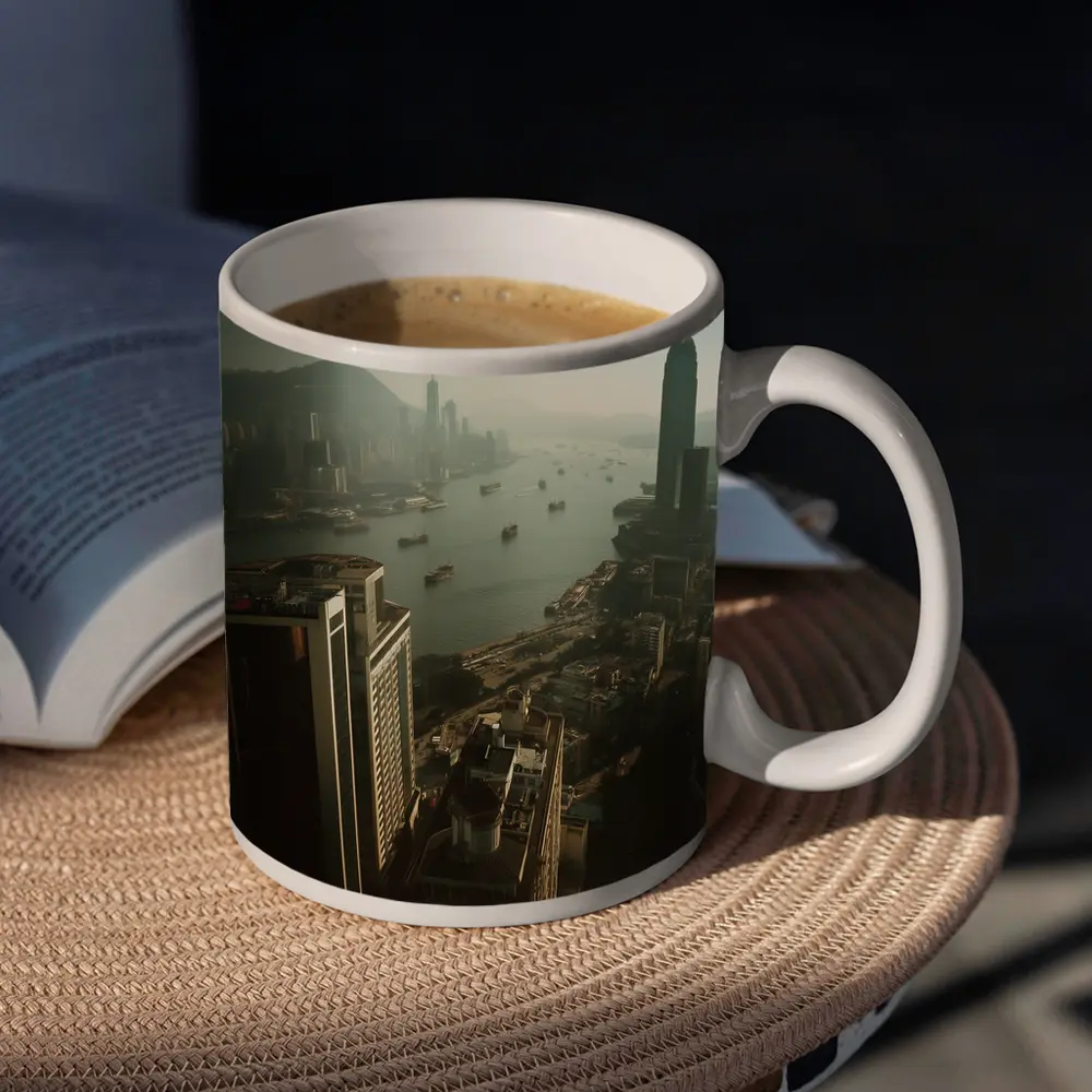 Hong Kong Victoria Harbour Aerial Hazy Cityscape – Mugs