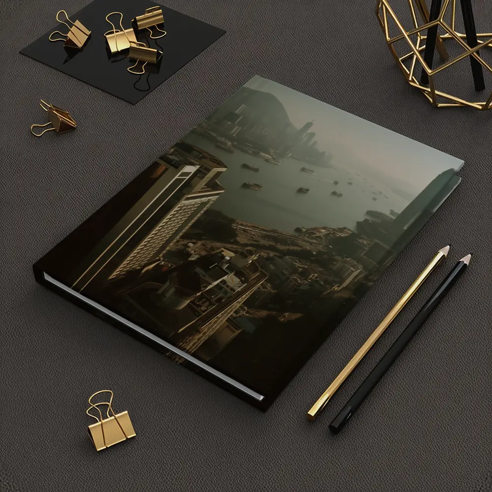 Hong Kong Victoria Harbour Aerial Hazy Cityscape – Notebooks