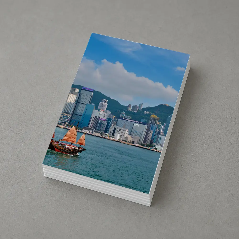Hong Kong Harbor Skyline with Traditional Junk Boat – Postcards