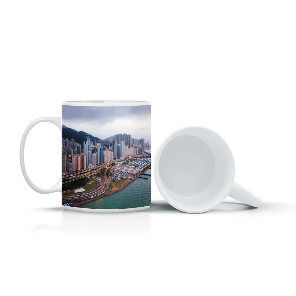 Hong Kong Aerial Skyline Waterfront Overcast View – Mugs