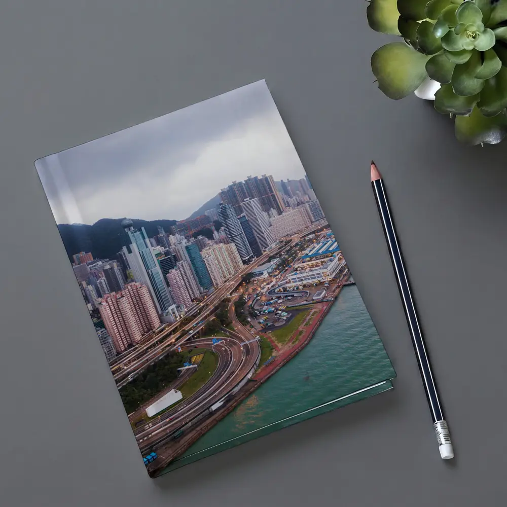 Hong Kong Aerial Skyline Waterfront Overcast View – Notebooks