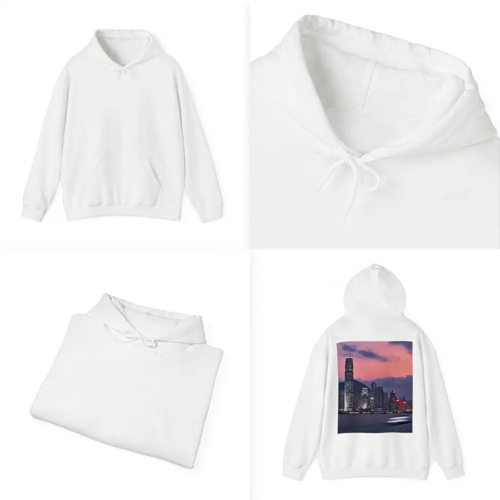 Hong Kong Skyline at Purple Dusk Waterfront – Hoodies