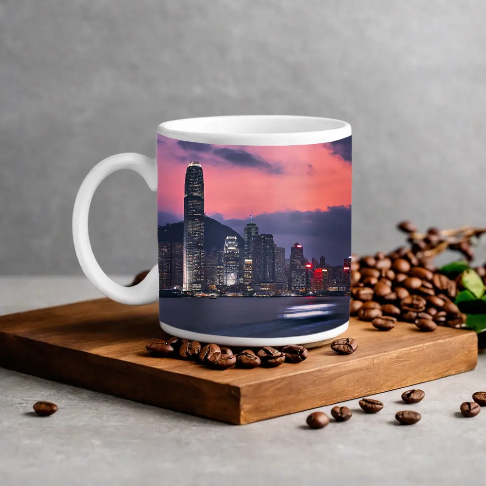Hong Kong Skyline at Purple Dusk Waterfront – Mugs