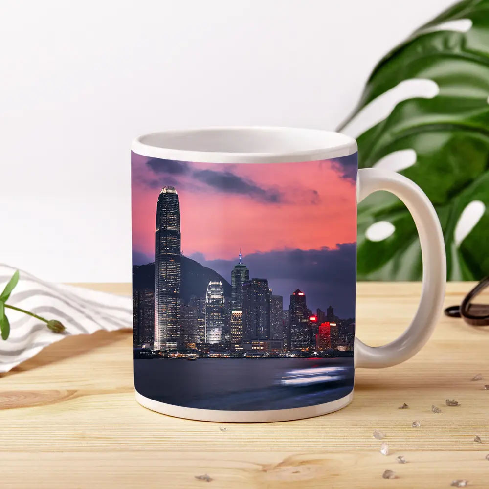 Hong Kong Skyline at Purple Dusk Waterfront – Mugs