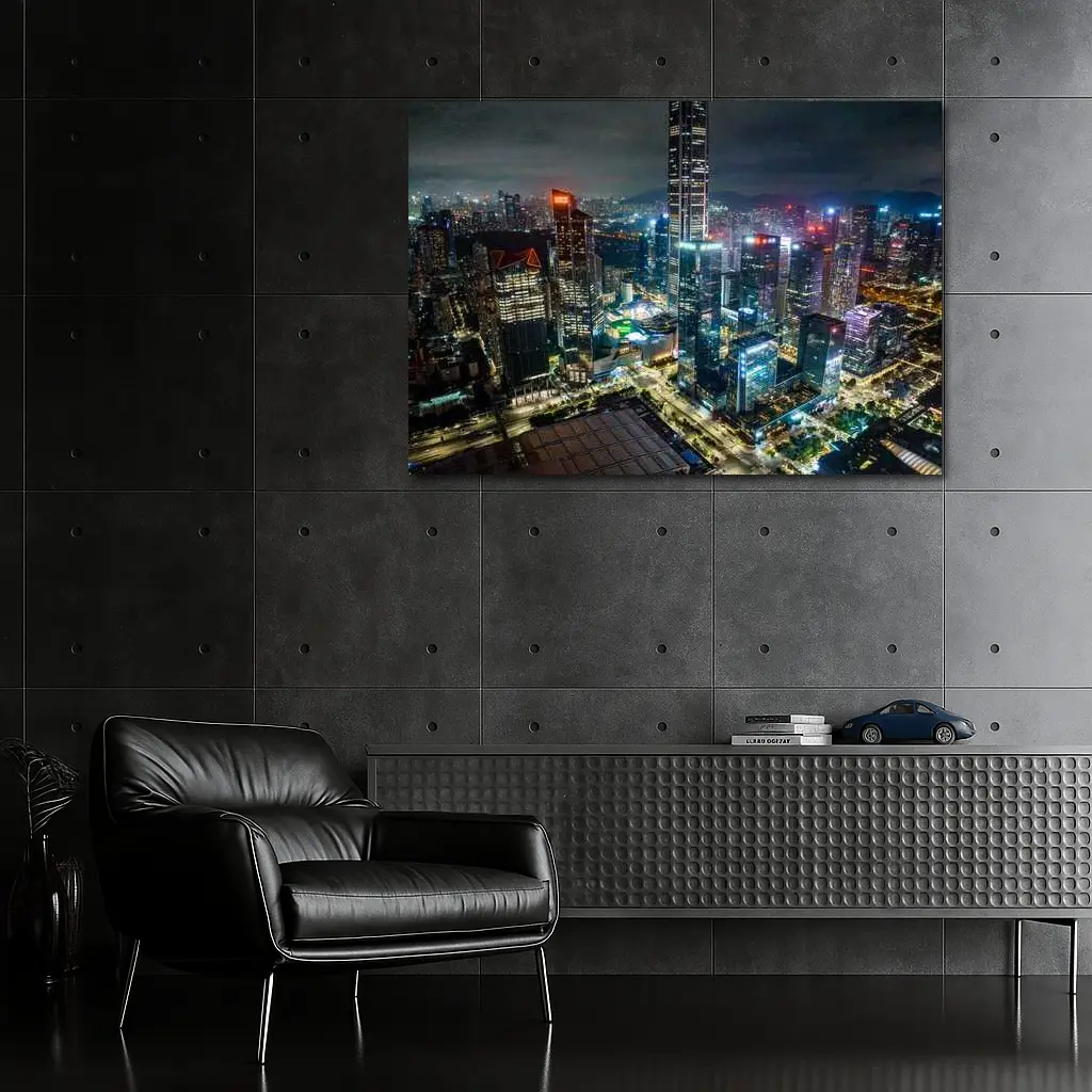 Shenzhen City Skyline Aerial Night View – Wall Art