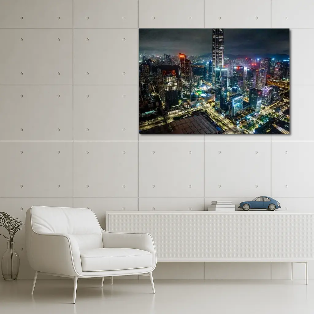Shenzhen City Skyline Aerial Night View – Wall Art