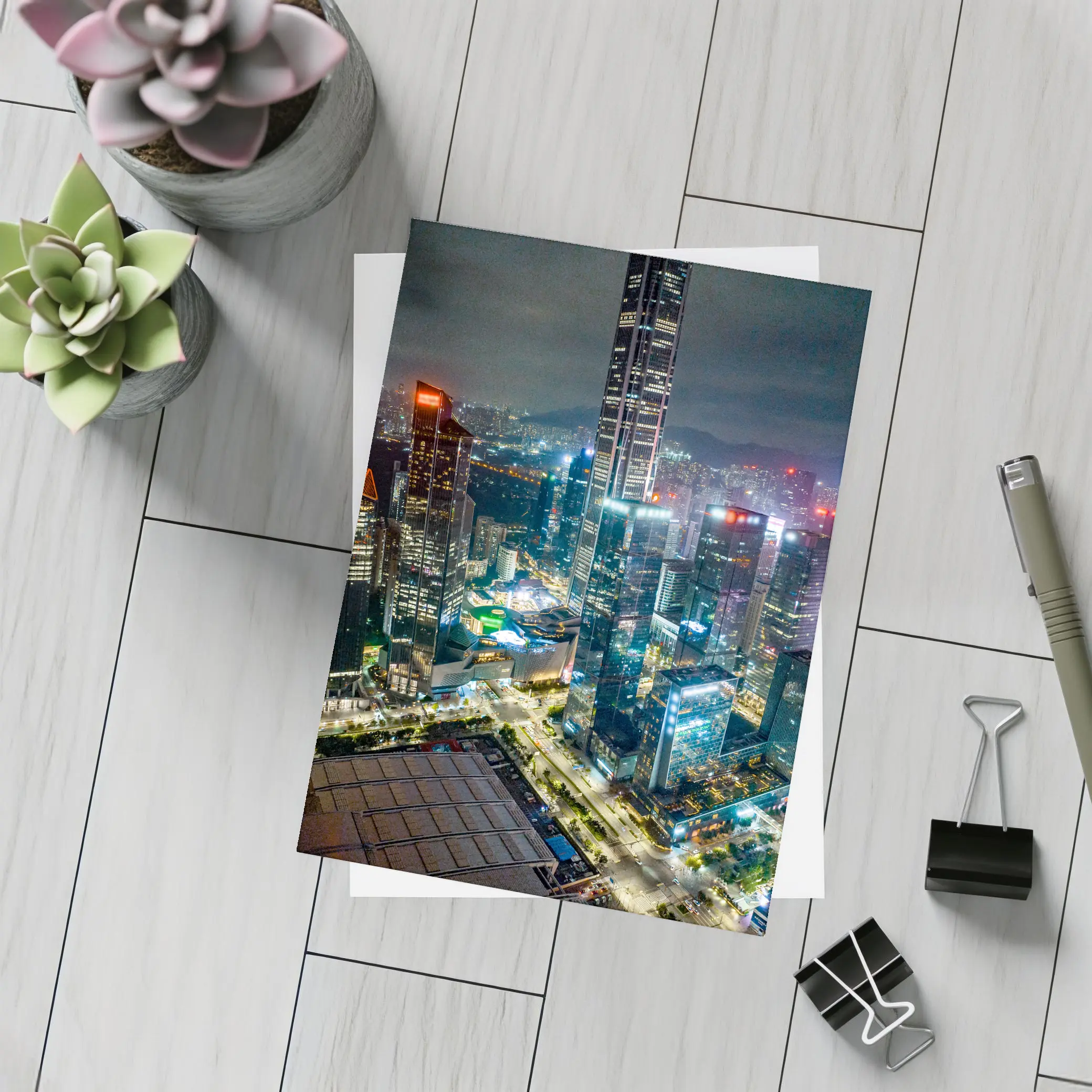 Shenzhen City Skyline Aerial Night View – Postcards