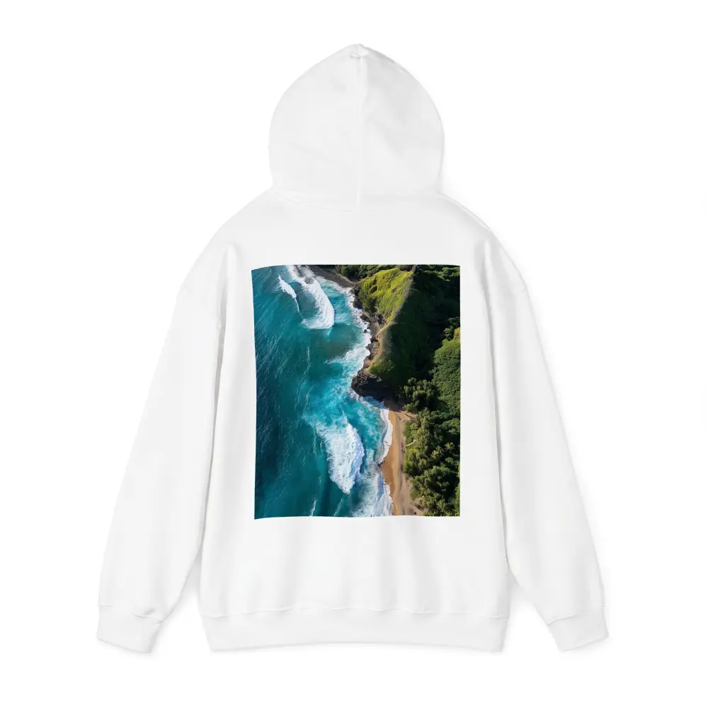 Aerial Tropical Beach Coastline Turquoise Ocean Waves – Hoodies