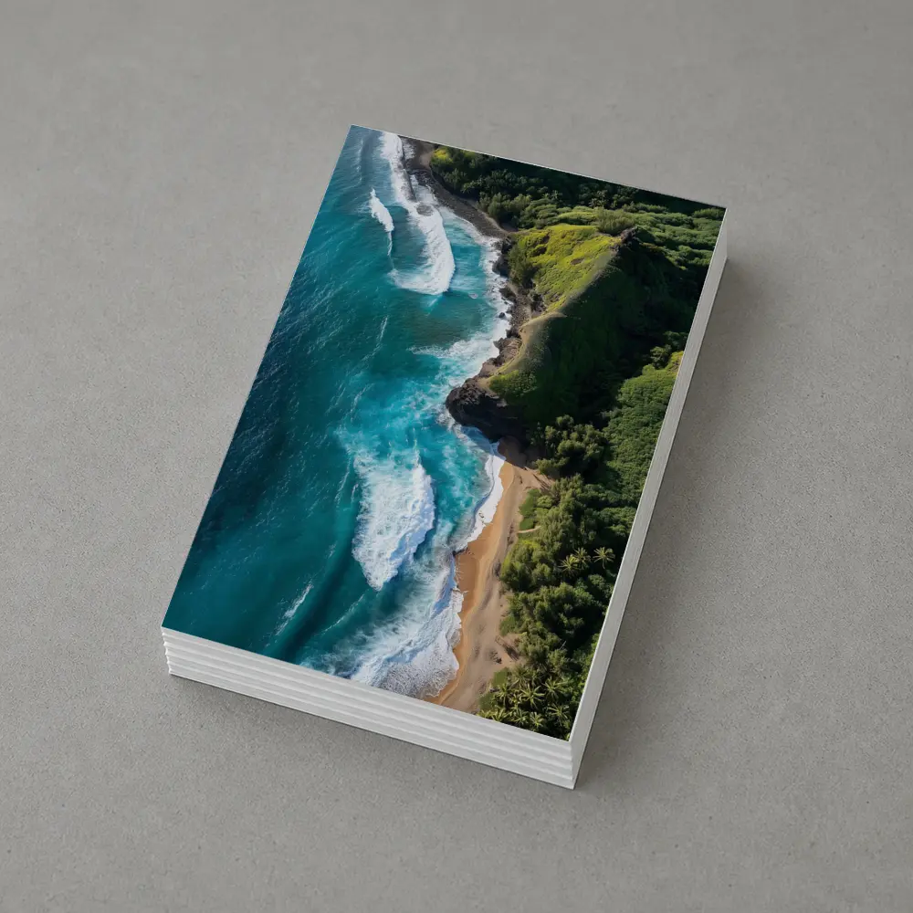 Aerial Tropical Beach Coastline Turquoise Ocean Waves – Postcards