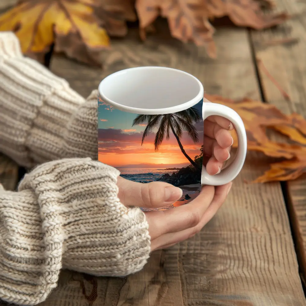 Tropical Beach Sunset Palm Tree Coastal – Mugs