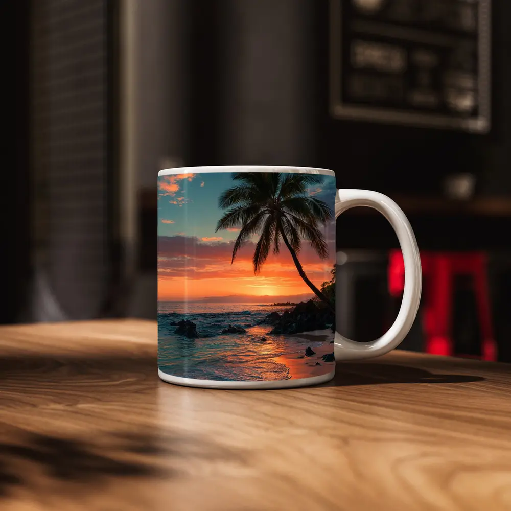 Tropical Beach Sunset Palm Tree Coastal – Mugs