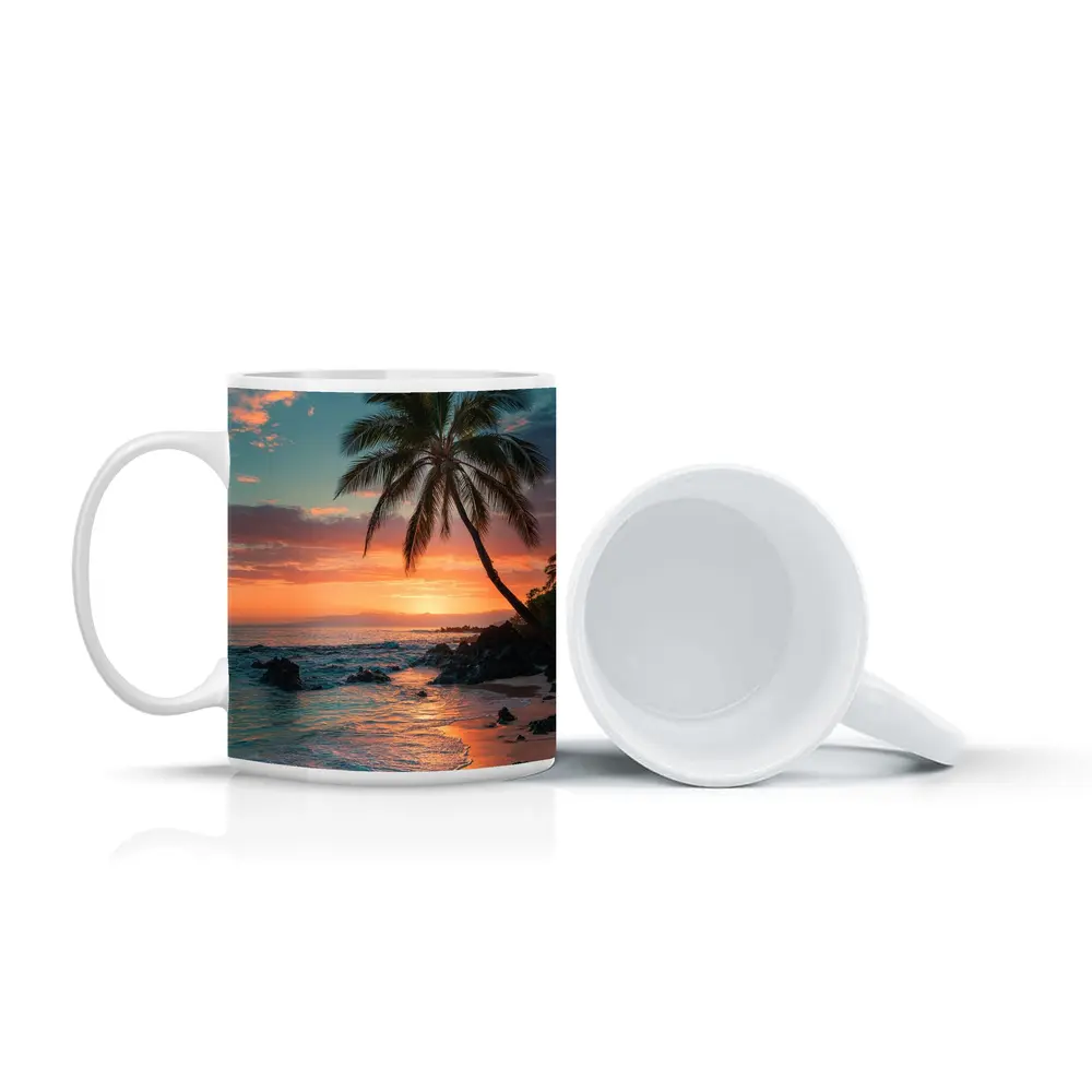 Tropical Beach Sunset Palm Tree Coastal – Mugs