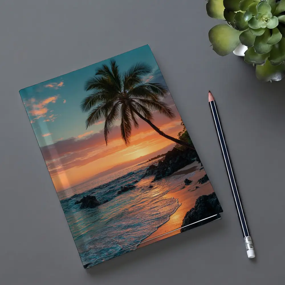 Tropical Beach Sunset Palm Tree Coastal – Notebooks