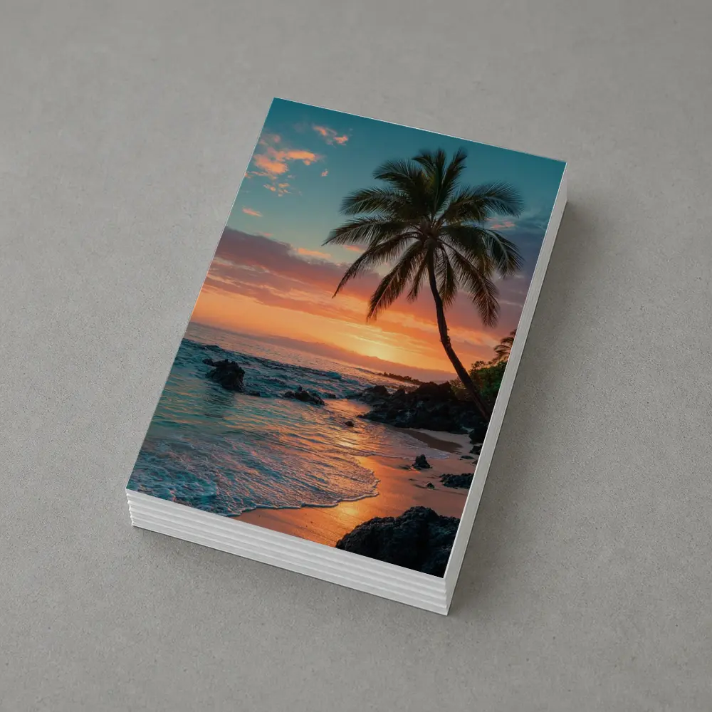 Tropical Beach Sunset Palm Tree Coastal – Postcards