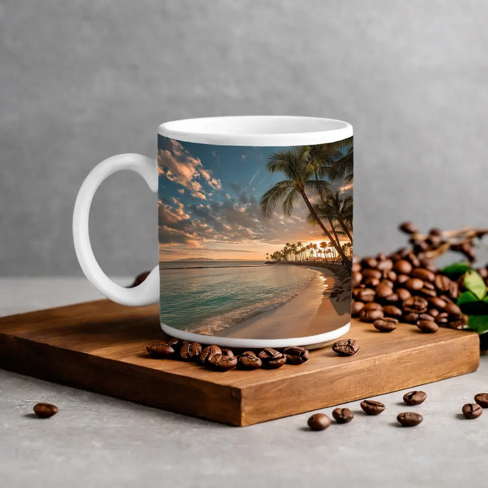 Waikiki Beach Sunset Palm Trees Hawaii – Mugs