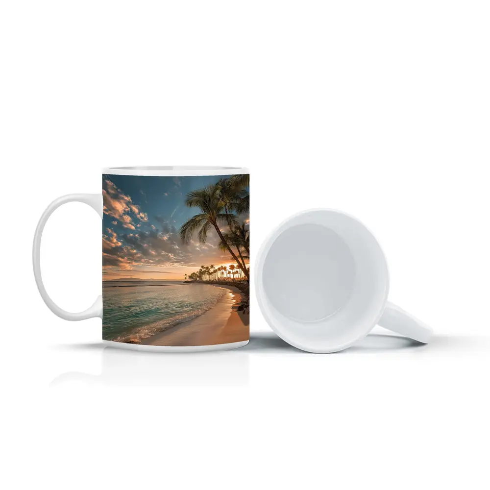 Waikiki Beach Sunset Palm Trees Hawaii – Mugs