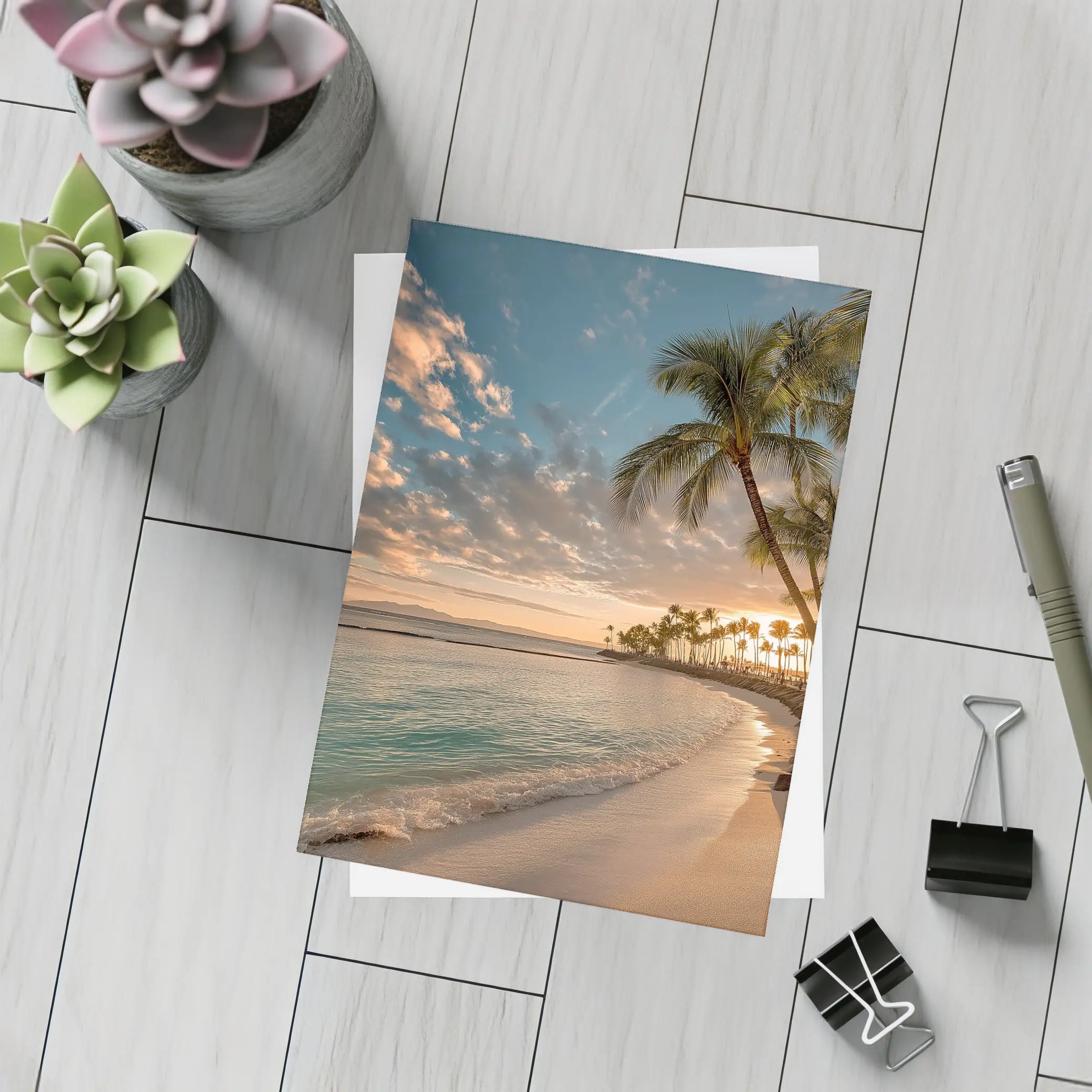 Waikiki Beach Sunset Palm Trees Hawaii – Postcards