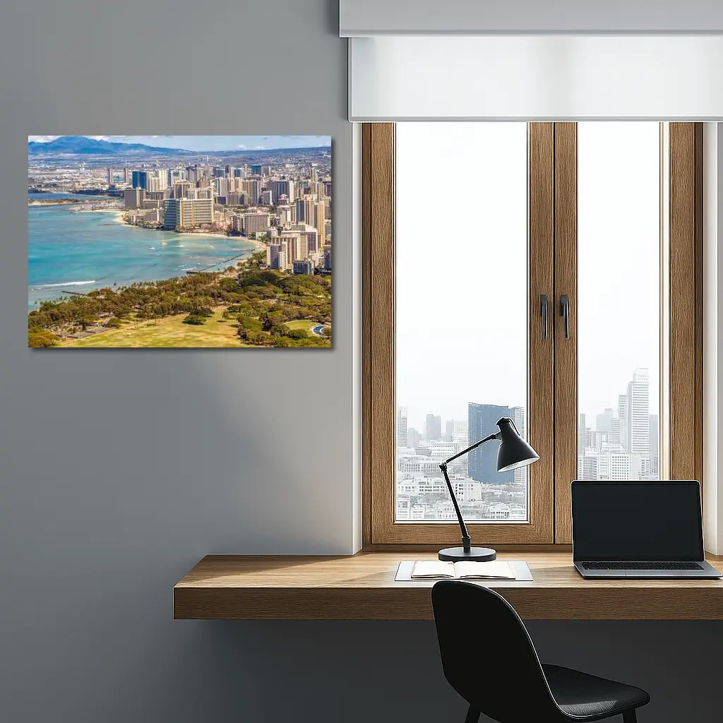 Waikiki Beach Honolulu Aerial City View – Wall Art