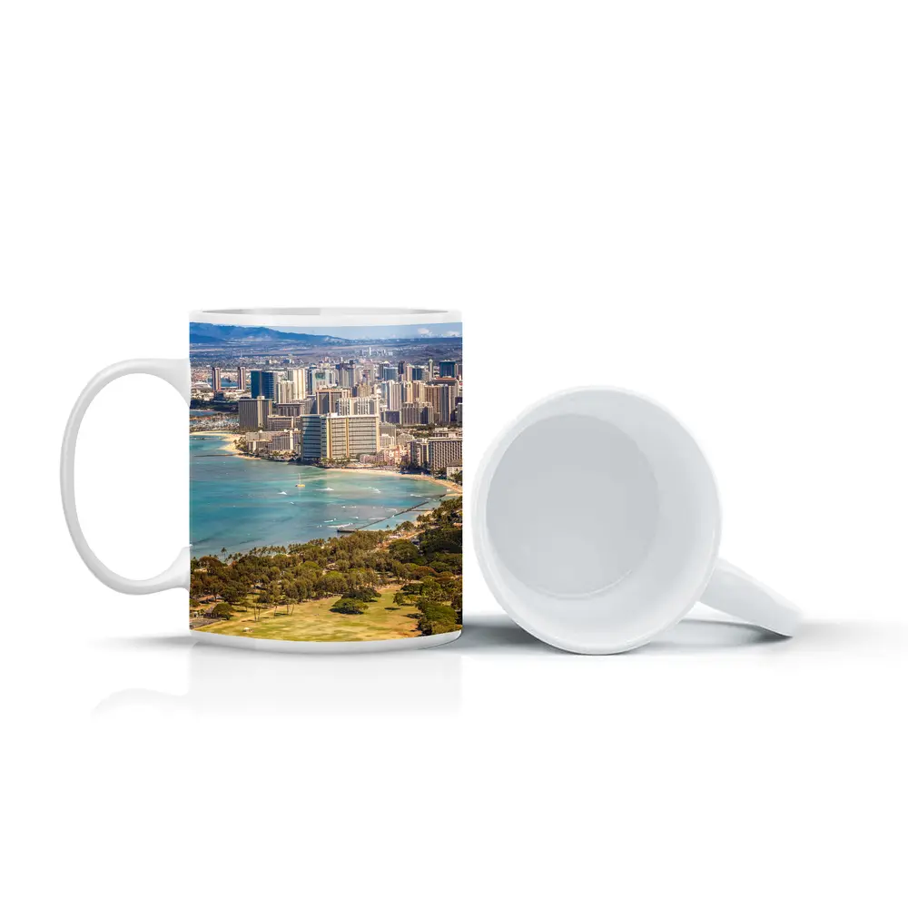 Waikiki Beach Honolulu Aerial City View – Mugs