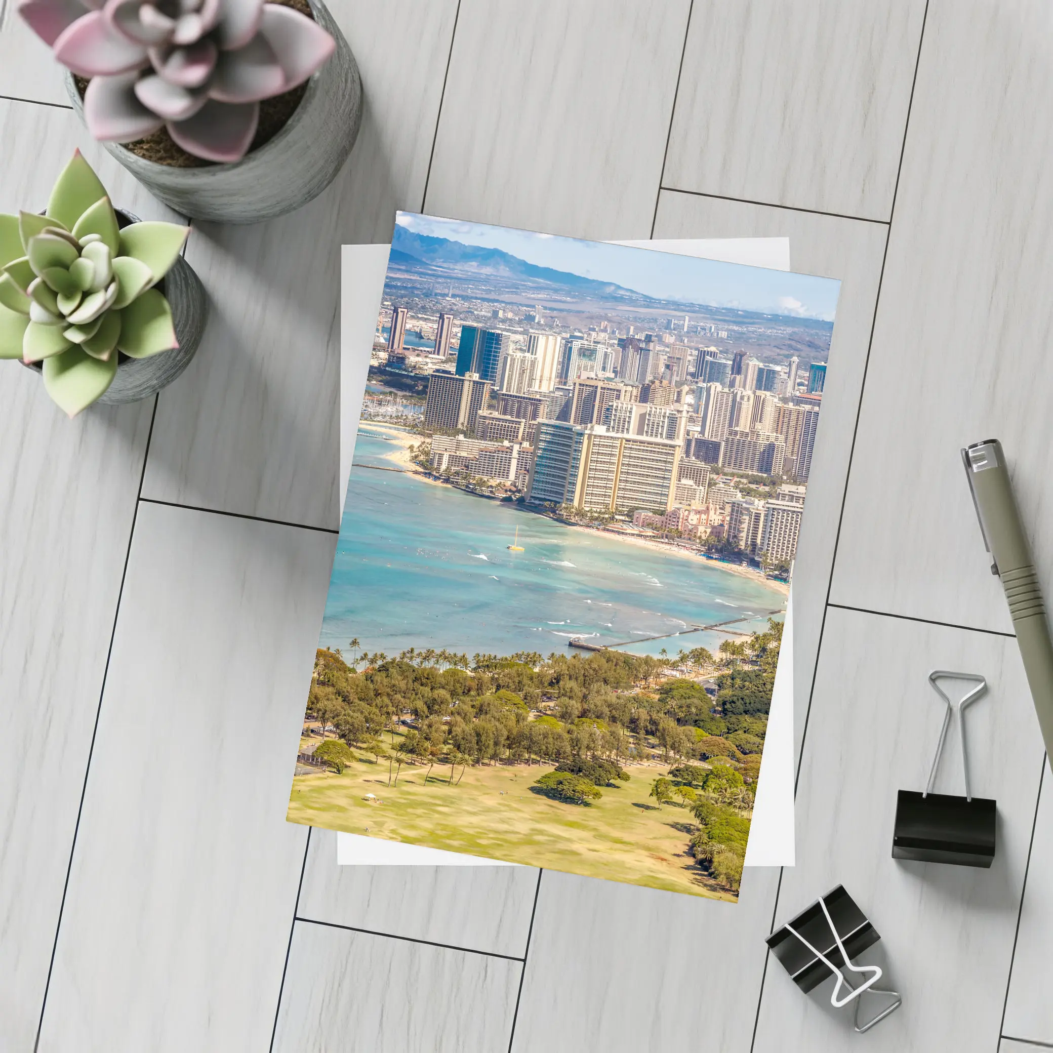 Waikiki Beach Honolulu Aerial City View – Postcards