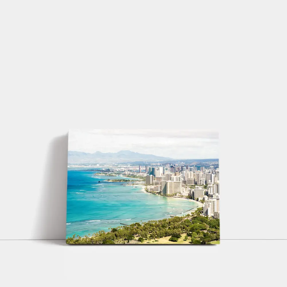 Waikiki Beach Honolulu Skyline Aerial View – Wall Art