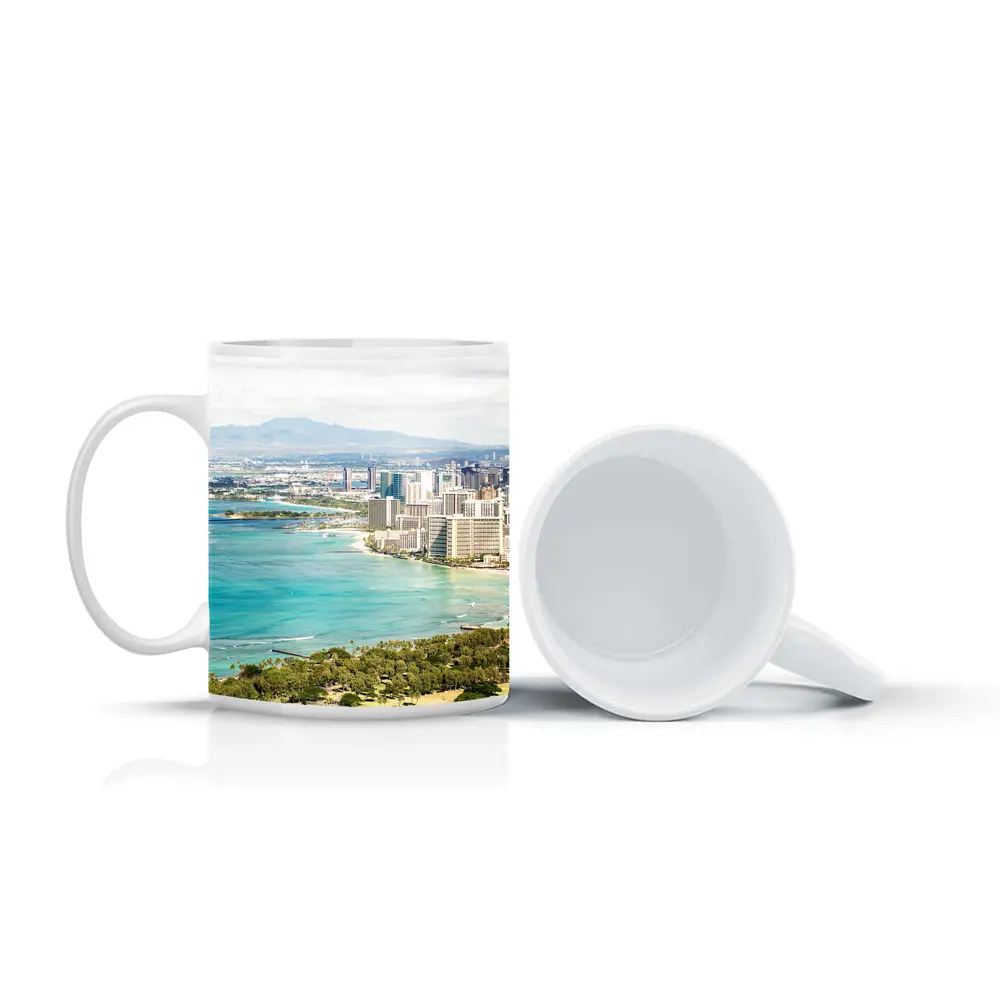 Waikiki Beach Honolulu Skyline Aerial View – Mugs