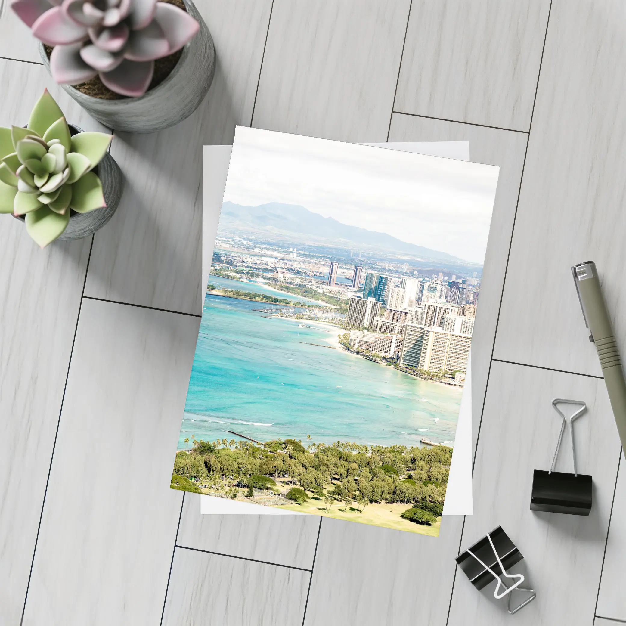 Waikiki Beach Honolulu Skyline Aerial View – Postcards