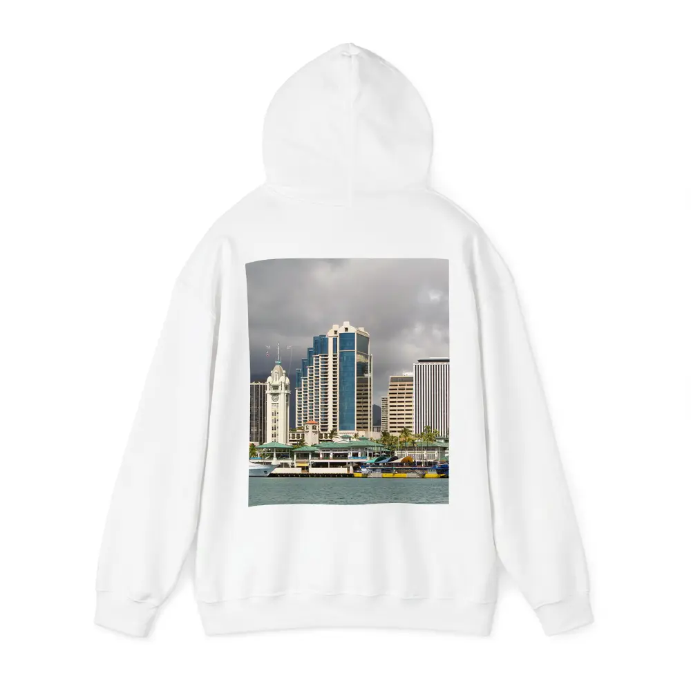 Honolulu Downtown Skyline Harbor Cloudy Day – Hoodies